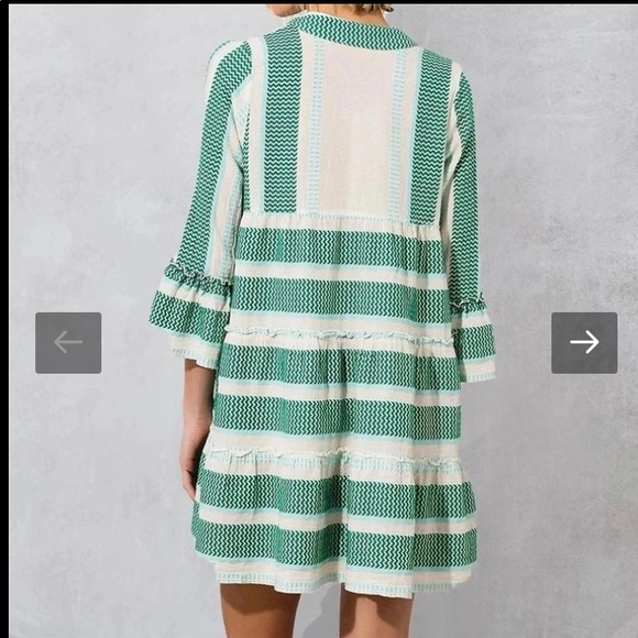 Chic Color Block Print Bell Cuff Sleeve Mini Dress - Picture 6 of 11